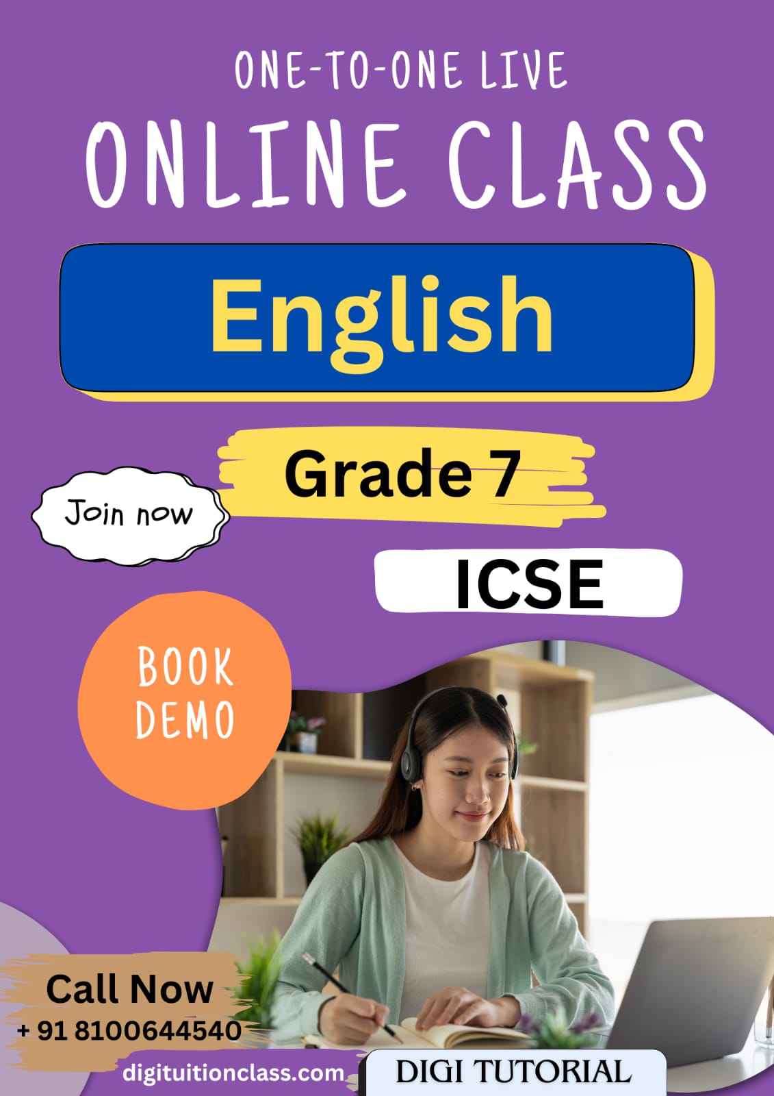 One to one online English classes for class 7 for ICSE board