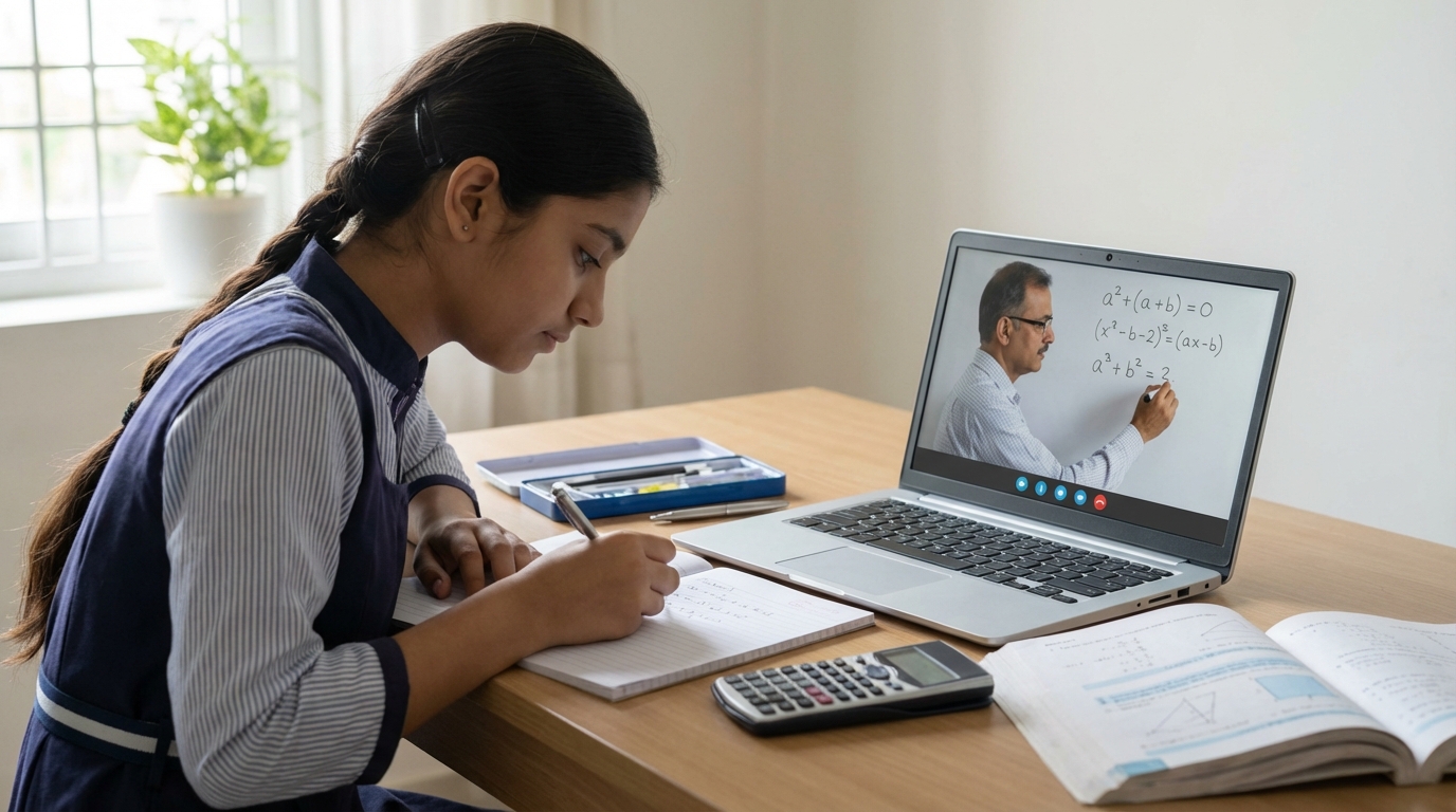 One to one online class for class 10 Math tuition taken by a student LIVE from home
