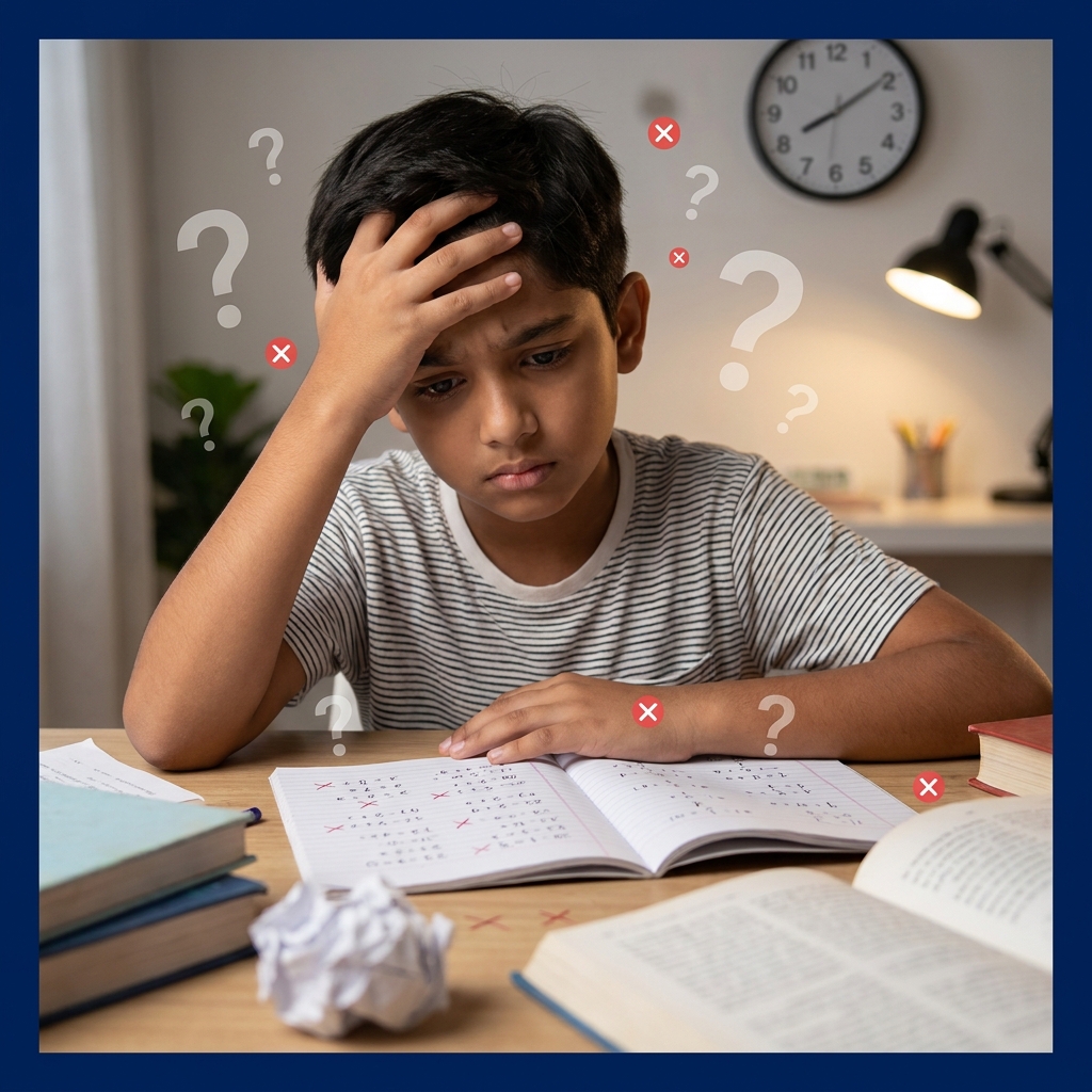 Child, studying in class 5, is in problem not able to solve problem, not having clear concepts and lot of doubts in study