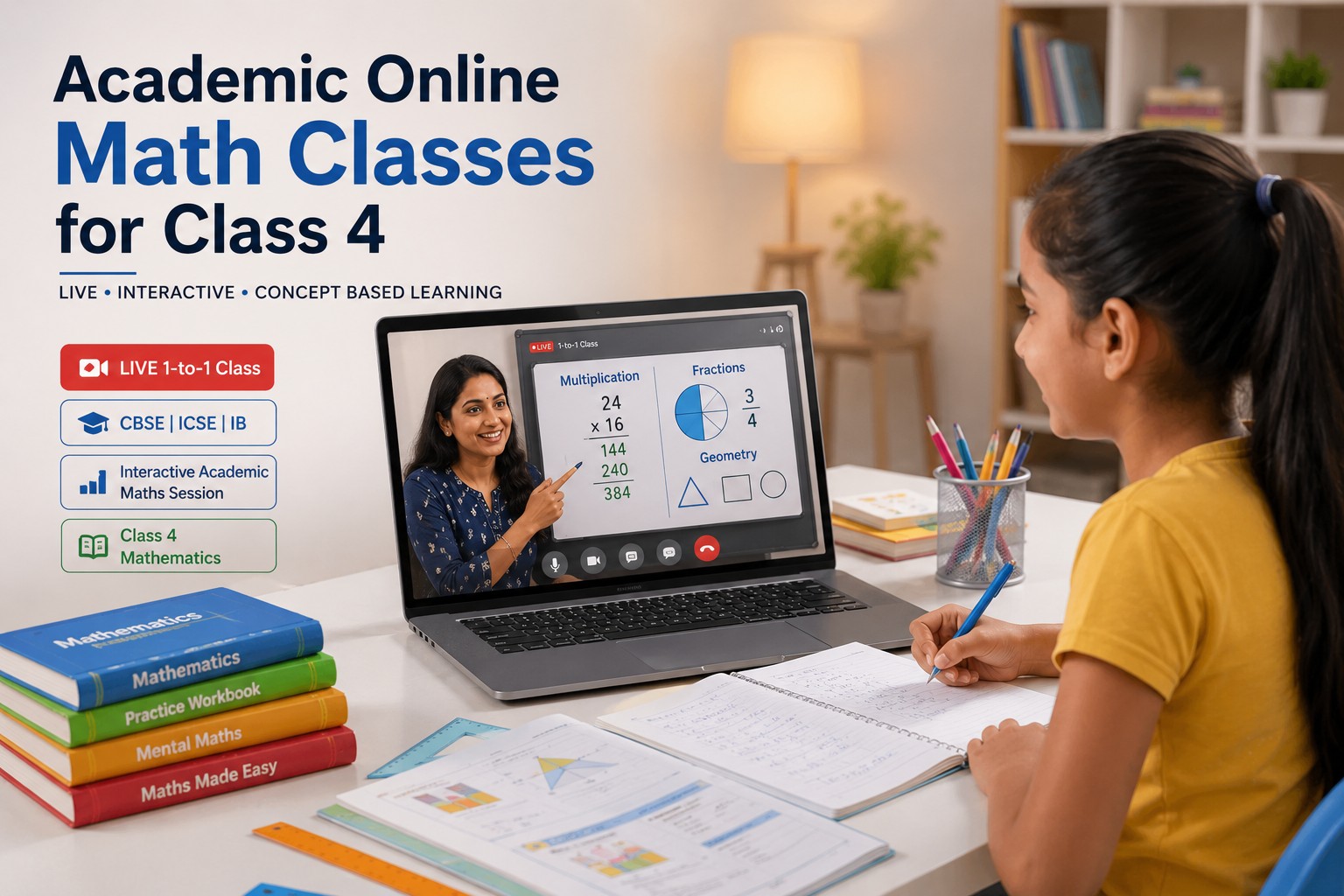live online maths classes for class 4 on CBSE, ICSE and IB curriculum