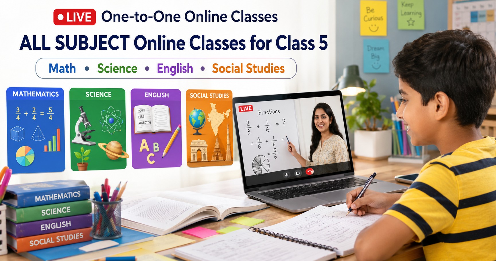 Online tuition for class 5 on all subjects