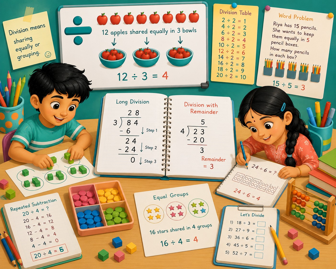 Division concept for class 4 Math