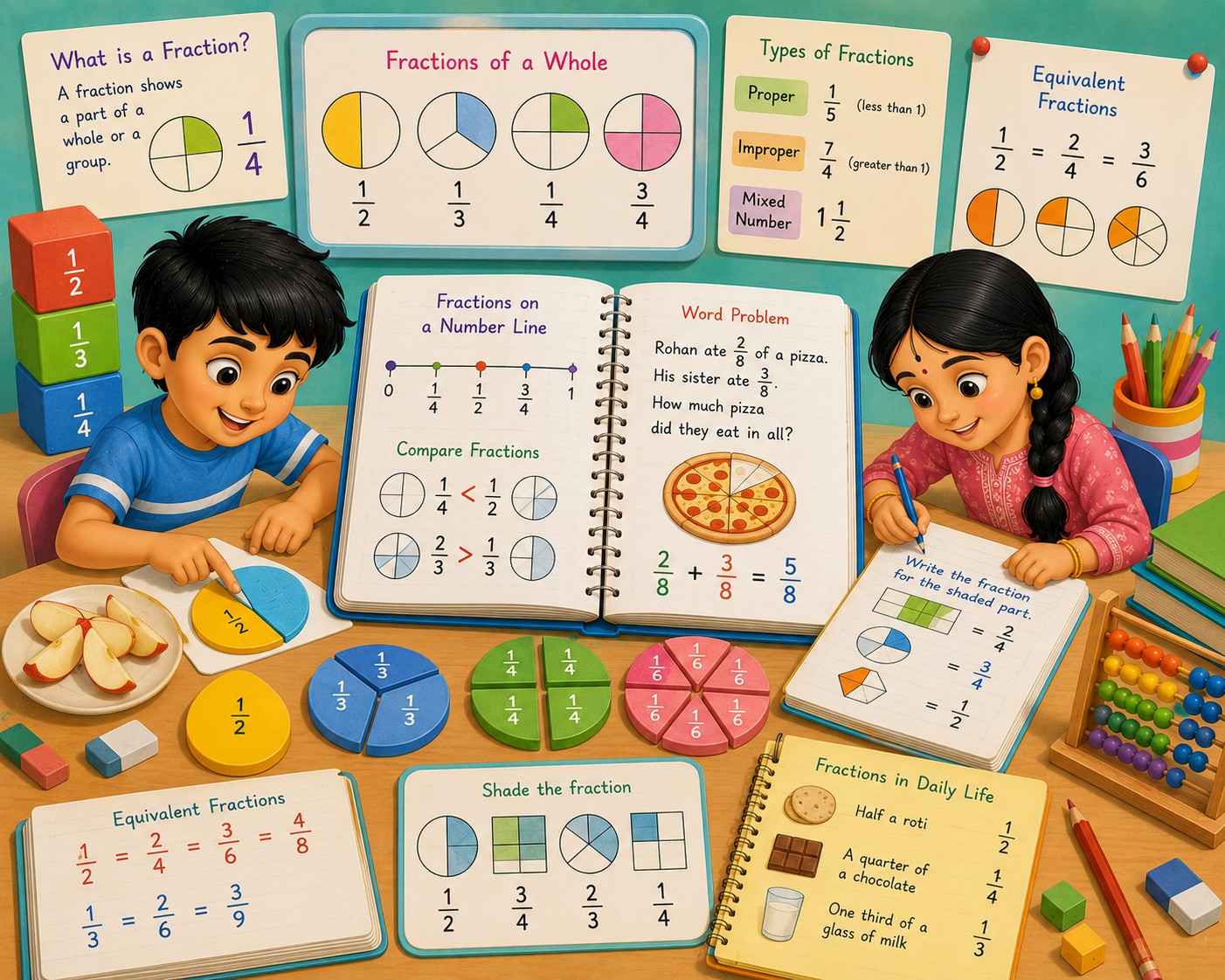 Learning fraction concept from class 4 math