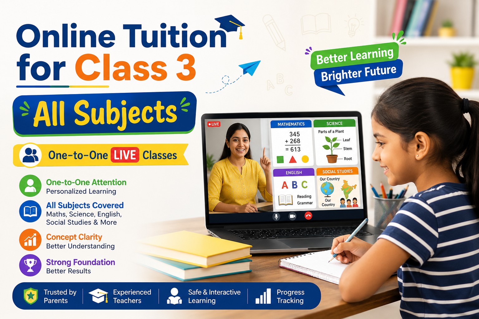 Online tuition for class 3 on all subjects