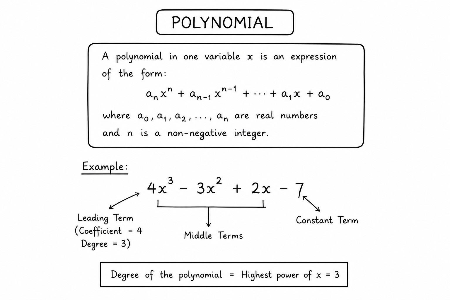 Polynomials concept diagram for Class 10 CBSE maths