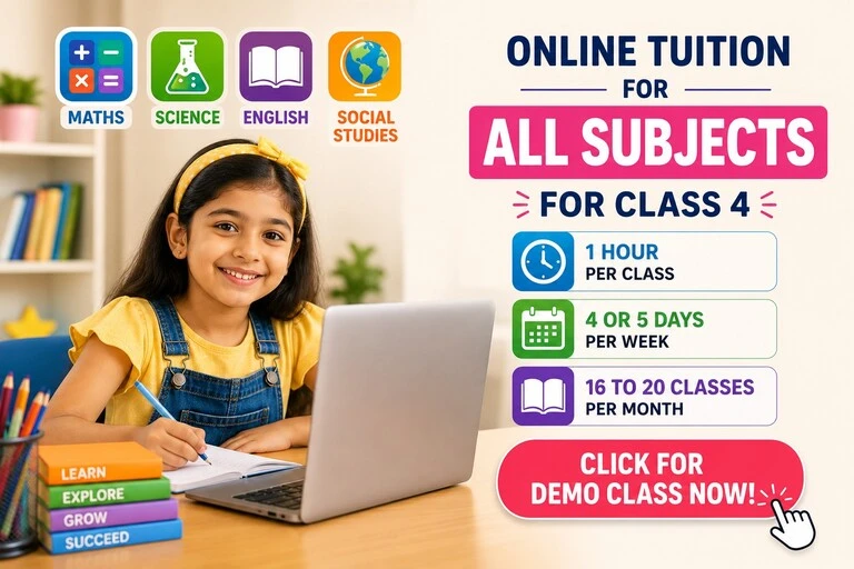 nline tuition for class 4 on all subjects (Math, Science, English and Social studies)