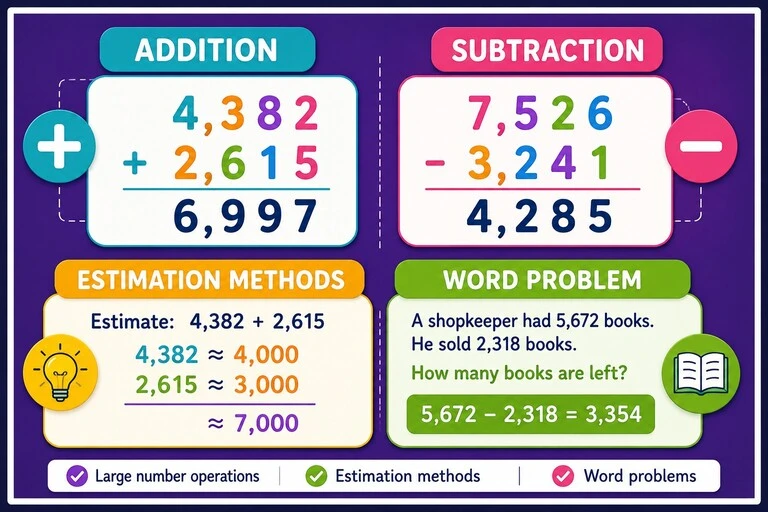 addition and subtraction online maths classes for class 4