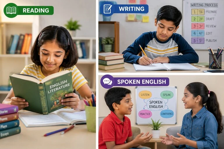 Online English reading, writing and spoken skills development for class 5